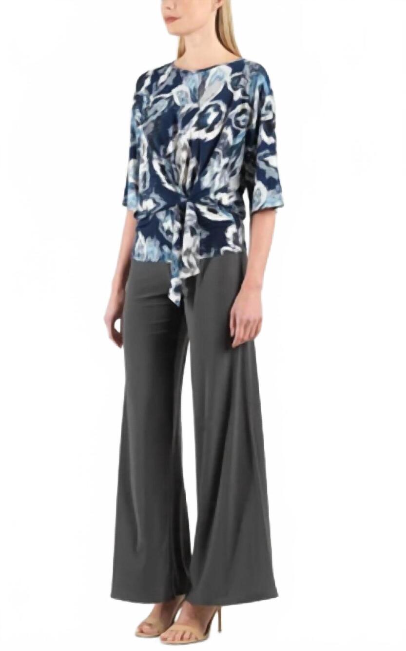 NEW CLARA SUN WOO signature side tie top in navy/silver